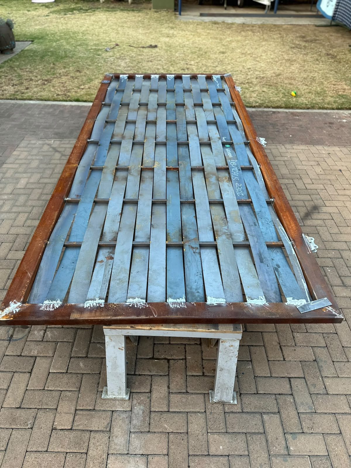 A steel gate panel